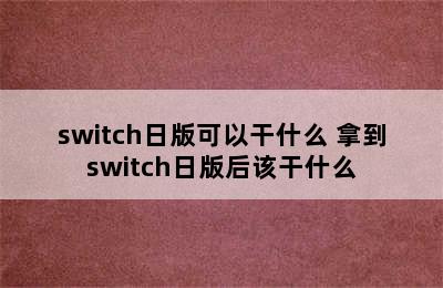 switch日版可以干什么 拿到switch日版后该干什么